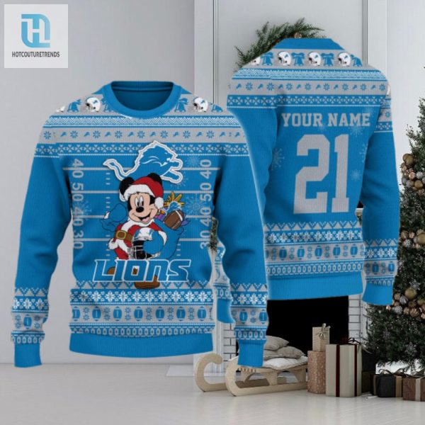 Detroit Lions Mickey Mouse Santa Ugly Christmas Sweater hotcouturetrends 1