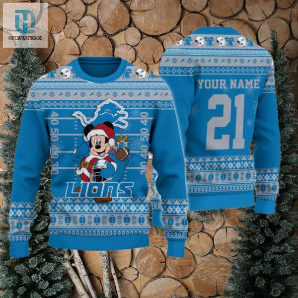 Detroit Lions Mickey Mouse Santa Ugly Christmas Sweater hotcouturetrends 1 1