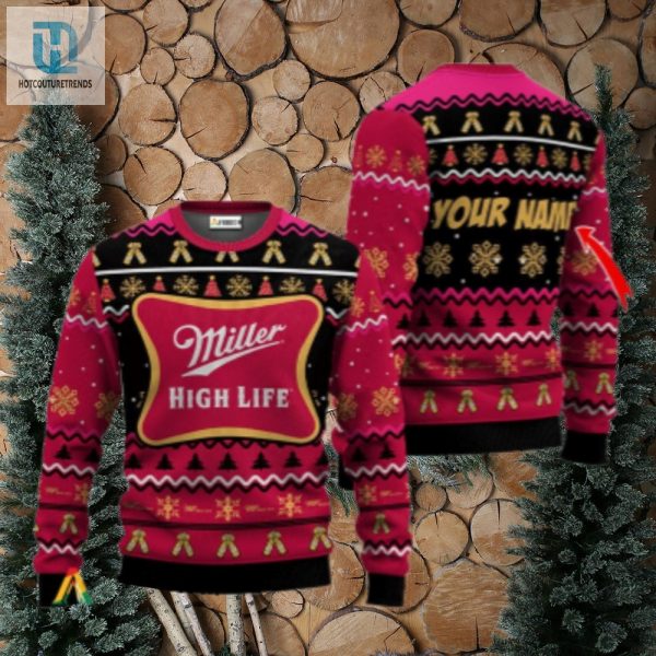 Personalized Miller High Life Holiday Cheer Ugly Sweater hotcouturetrends 1 1