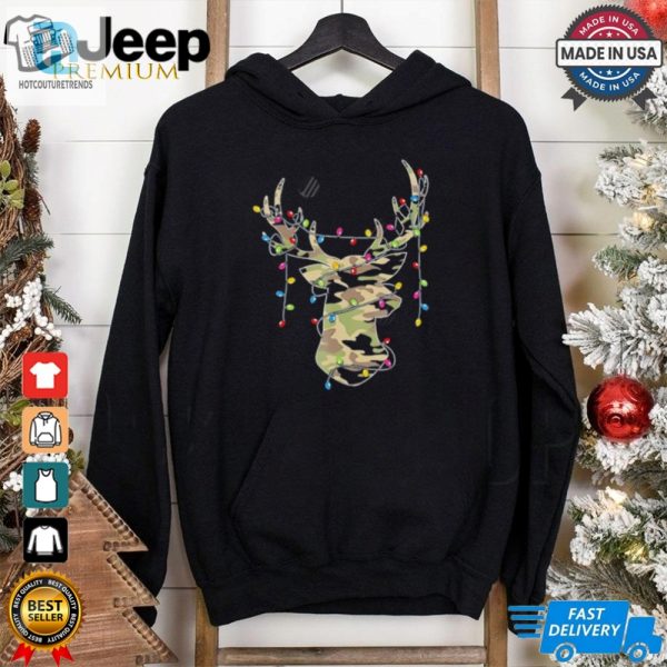 Reindeer Camo Hunting Christmas Lights Holiday Shirt hotcouturetrends 1