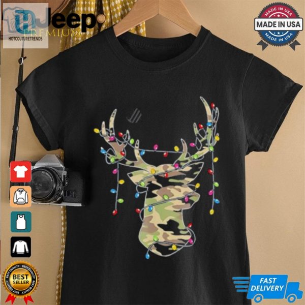 Reindeer Camo Hunting Christmas Lights Holiday Shirt hotcouturetrends 1 1