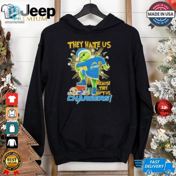 They Hate Us Because They Aint Us Grinch X Los Angeles Chargers Stomp On Nfl Teams Christmas Shirt hotcouturetrends 1