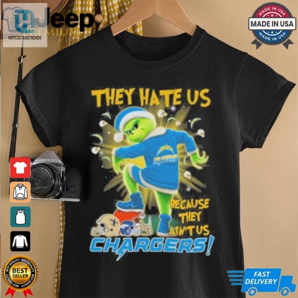 They Hate Us Because They Aint Us Grinch X Los Angeles Chargers Stomp On Nfl Teams Christmas Shirt hotcouturetrends 1 1