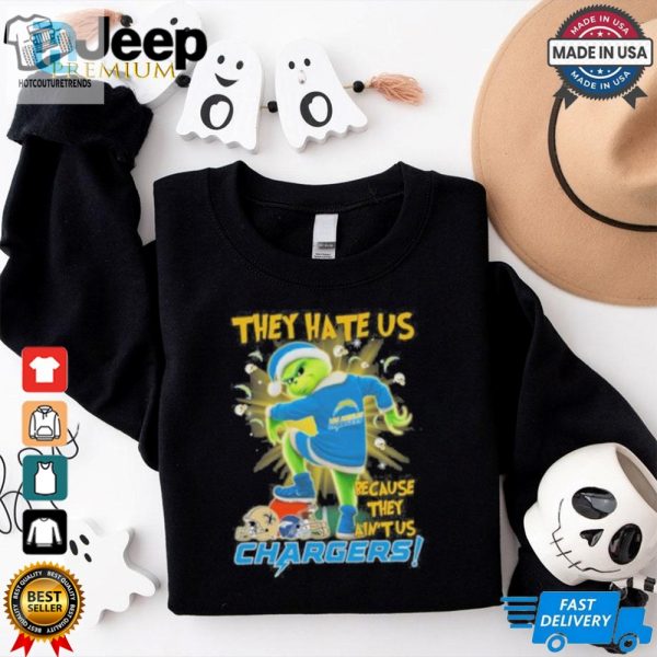 They Hate Us Because They Aint Us Grinch X Los Angeles Chargers Stomp On Nfl Teams Christmas Shirt hotcouturetrends 1 2