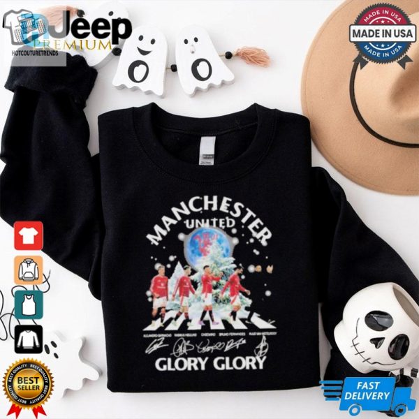 Official Manchester United Glory Glory Merry Christmas 2024 Signatures Shirt hotcouturetrends 1 2