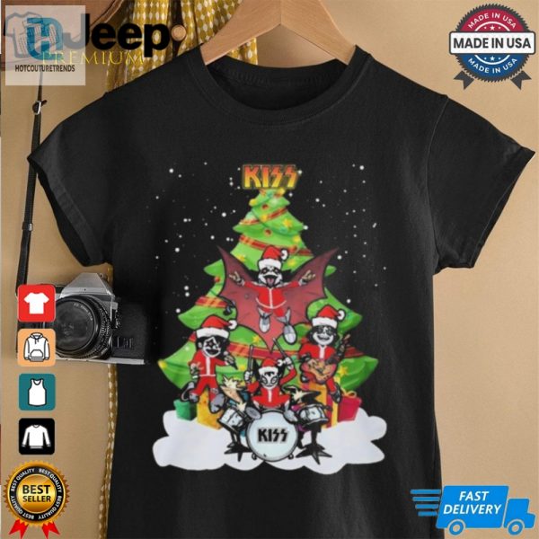 Official Kiss Brand Merry Christmas Tree 2024 Shirt hotcouturetrends 1 1