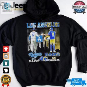 Los Angeles Dodgers Shohei Ohtani On Season X Los Angeles Rams Stafford On Sundays Shirt hotcouturetrends 1 3