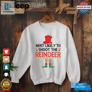 Most Likely To Shoot The Reindeer Elf Family Matching Christmas Pajama T Shirt hotcouturetrends 1 2