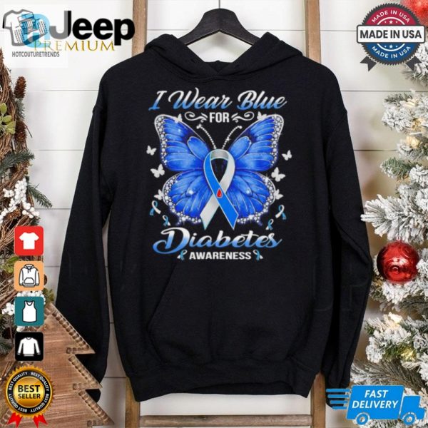 Butterfly I Wear Blue For Diabetes Awareness Shirt hotcouturetrends 1