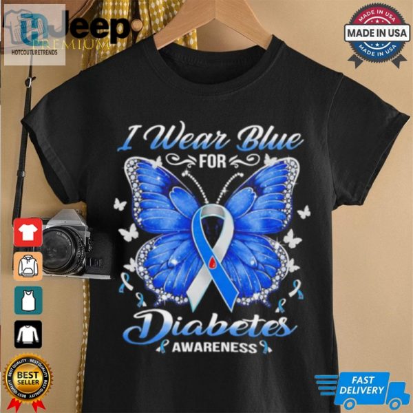 Butterfly I Wear Blue For Diabetes Awareness Shirt hotcouturetrends 1 2