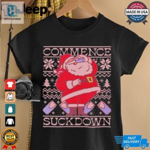 Santa Drinking Beer Commence Suckdown Ugly Christmas Shirt hotcouturetrends 1 2