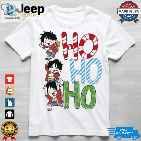 Ho Ho Ho Santa Luffy Monkey Anime Manga Christmas Shirt hotcouturetrends 1 2