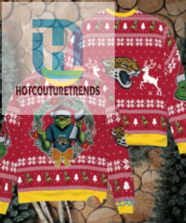 Jacksonville Jaguars X Grinch Nfl Dr. Seuss How The Grinch Stole Christmas With Super Bowl Trophy Ugly Christmas Sweater Red hotcouturetrends 1