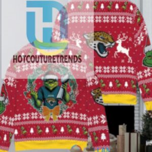 Jacksonville Jaguars X Grinch Nfl Dr. Seuss How The Grinch Stole Christmas With Super Bowl Trophy Ugly Christmas Sweater Red hotcouturetrends 1 1