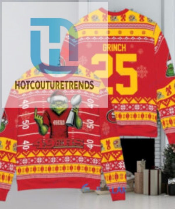 San Francisco 49Ers X Grinch Christmas Dr. Seuss How The Grinch Stole Christmas With Super Bowl Trophy Custom Ugly Christmas Sweater hotcouturetrends 1 1