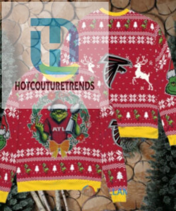 Atlanta Falcons X Grinch Nfl Dr. Seuss How The Grinch Stole Christmas With Super Bowl Trophy Ugly Christmas Sweater Red hotcouturetrends 1