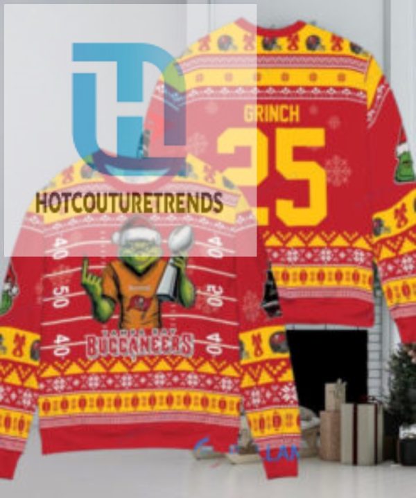 Tampa Bay Buccaneers X Grinch Christmas Dr. Seuss How The Grinch Stole Christmas With Super Bowl Trophy Custom Ugly Christmas Sweater hotcouturetrends 1 1