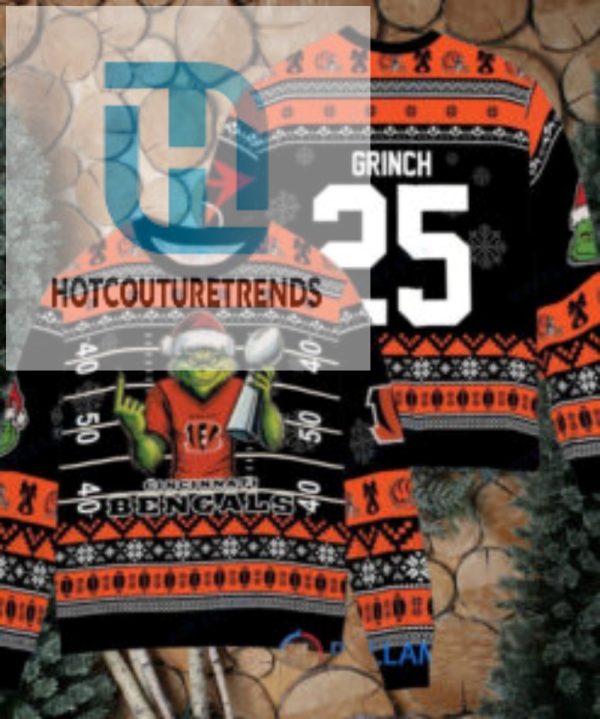 Cincinnati Bengals X Grinch Christmas Dr. Seuss How The Grinch Stole Christmas With Super Bowl Trophy Custom Ugly Christmas Sweater hotcouturetrends 1