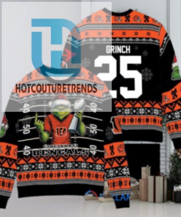 Cincinnati Bengals X Grinch Christmas Dr. Seuss How The Grinch Stole Christmas With Super Bowl Trophy Custom Ugly Christmas Sweater hotcouturetrends 1 1