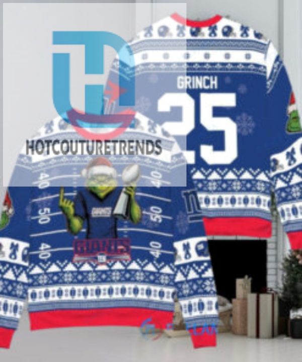 New York Giants X Grinch Christmas Dr. Seuss How The Grinch Stole Christmas With Super Bowl Trophy Custom Ugly Christmas Sweater hotcouturetrends 1 1