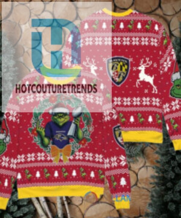 Baltimore Ravens X Grinch Nfl Dr. Seuss How The Grinch Stole Christmas With Super Bowl Trophy Ugly Christmas Sweater Red hotcouturetrends 1