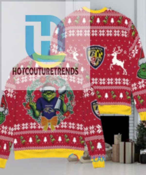 Baltimore Ravens X Grinch Nfl Dr. Seuss How The Grinch Stole Christmas With Super Bowl Trophy Ugly Christmas Sweater Red hotcouturetrends 1 1