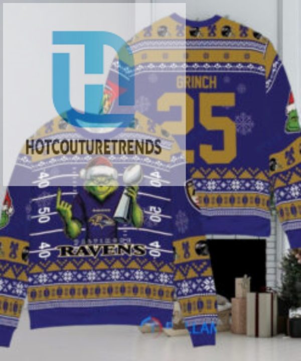 Baltimore Ravens X Grinch Christmas Dr. Seuss How The Grinch Stole Christmas With Super Bowl Trophy Custom Ugly Christmas Sweater hotcouturetrends 1 1