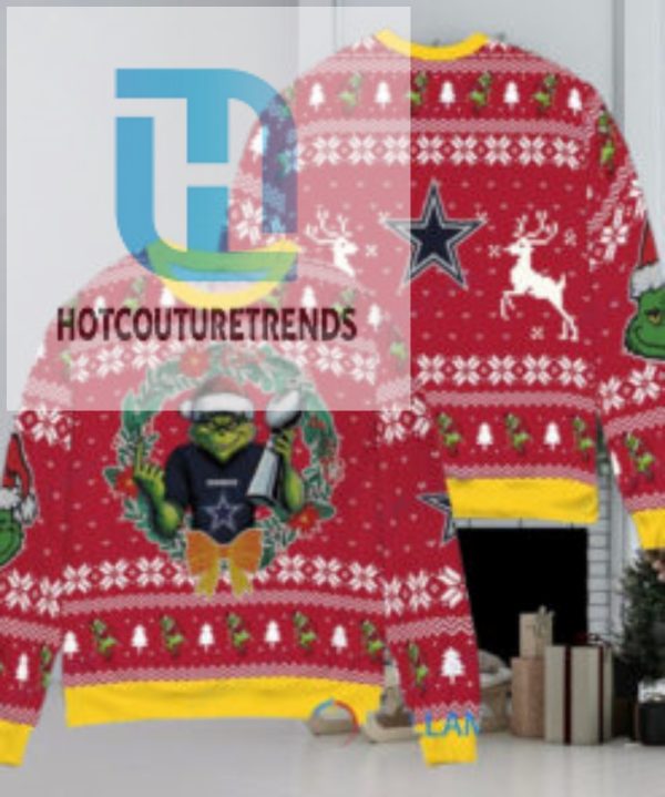 Dallas Cowboys X Grinch Nfl Dr. Seuss How The Grinch Stole Christmas With Super Bowl Trophy Ugly Christmas Sweater Red hotcouturetrends 1 1