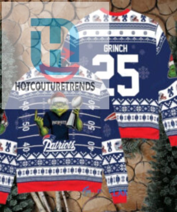 New England Patriots X Grinch Christmas Dr. Seuss How The Grinch Stole Christmas With Super Bowl Trophy Custom Ugly Christmas Sweater hotcouturetrends 1