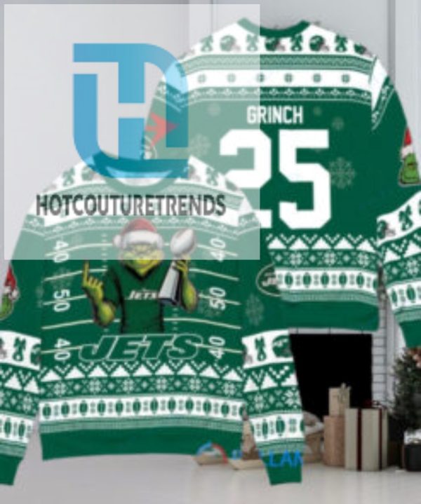 New York Jets X Grinch Christmas Dr. Seuss How The Grinch Stole Christmas With Super Bowl Trophy Custom Ugly Christmas Sweater hotcouturetrends 1 1