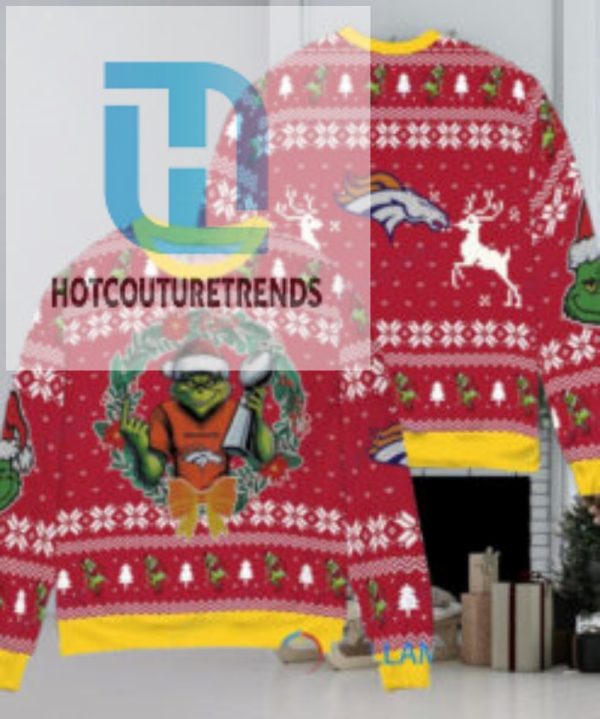 Denver Broncos X Grinch Nfl Dr. Seuss How The Grinch Stole Christmas With Super Bowl Trophy Ugly Christmas Sweater Red hotcouturetrends 1 1