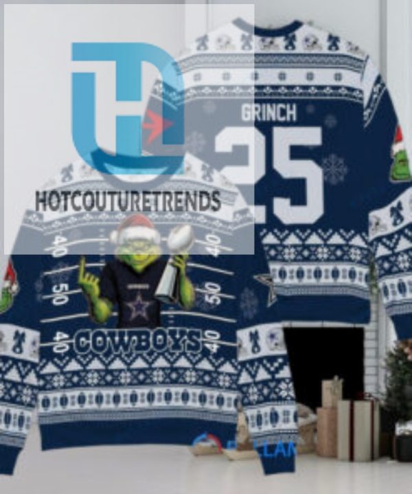 Dallas Cowboys X Grinch Christmas Dr. Seuss How The Grinch Stole Christmas With Super Bowl Trophy Custom Ugly Christmas Sweater hotcouturetrends 1 1