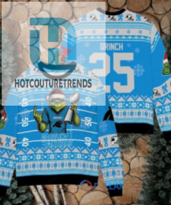 Carolina Panthers X Grinch Christmas Dr. Seuss How The Grinch Stole Christmas With Super Bowl Trophy Custom Ugly Christmas Sweater hotcouturetrends 1