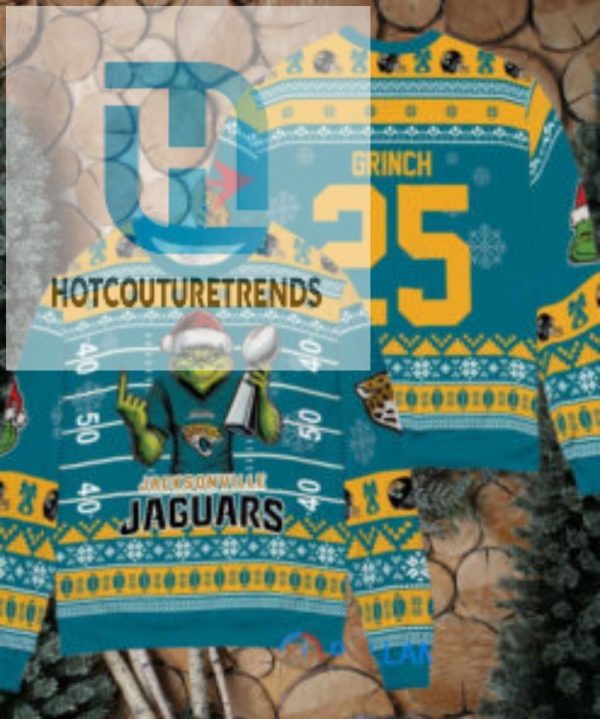 Jacksonville Jaguars X Grinch Christmas Dr. Seuss How The Grinch Stole Christmas With Super Bowl Trophy Custom Ugly Christmas Sweater hotcouturetrends 1