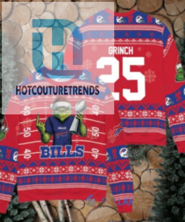 Buffalo Bills X Grinch Christmas Dr. Seuss How The Grinch Stole Christmas With Super Bowl Trophy Custom Ugly Christmas Sweater hotcouturetrends 1