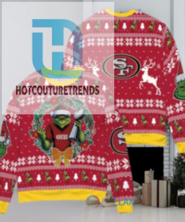 San Francisco 49Ers X Grinch Nfl Dr. Seuss How The Grinch Stole Christmas With Super Bowl Trophy Ugly Christmas Sweater Red hotcouturetrends 1 1