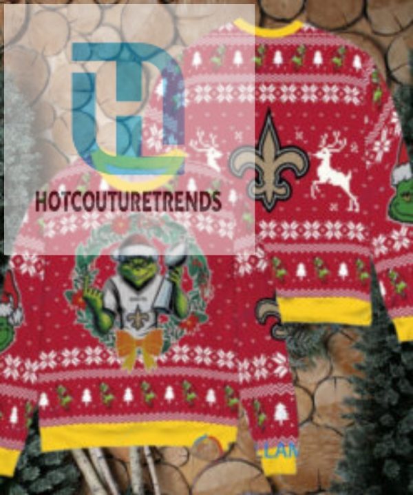 New Orleans Saints X Grinch Nfl Dr. Seuss How The Grinch Stole Christmas With Super Bowl Trophy Ugly Christmas Sweater Red hotcouturetrends 1