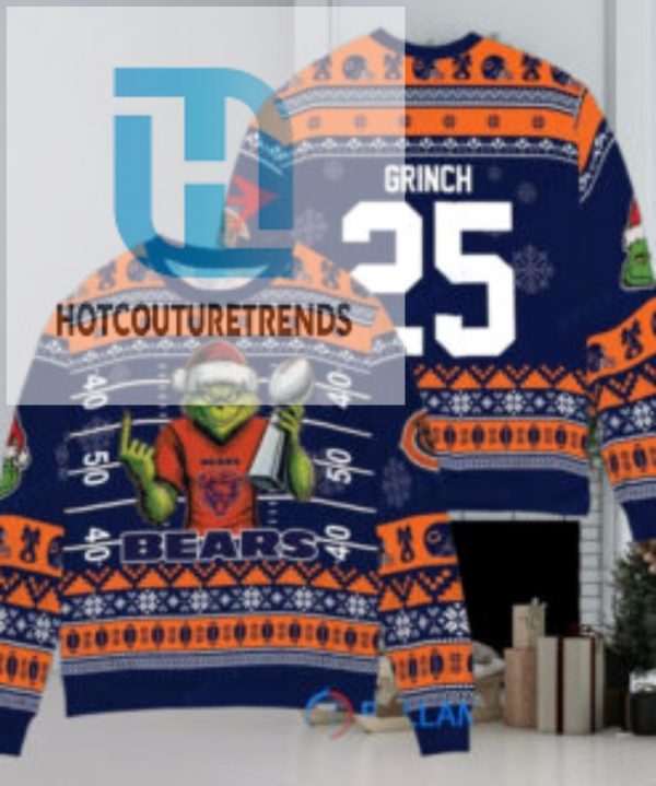 Chicago Bears X Grinch Christmas Dr. Seuss How The Grinch Stole Christmas With Super Bowl Trophy Custom Ugly Christmas Sweater hotcouturetrends 1 1