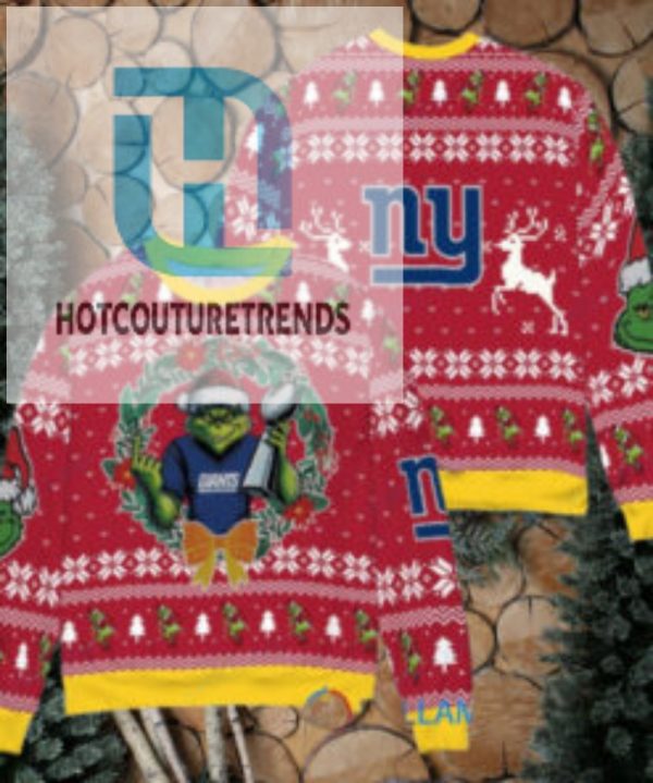 New York Giants X Grinch Nfl Dr. Seuss How The Grinch Stole Christmas With Super Bowl Trophy Ugly Christmas Sweater Red hotcouturetrends 1