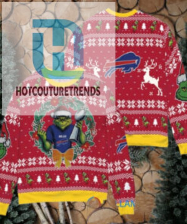 Buffalo Bills X Grinch Nfl Dr. Seuss How The Grinch Stole Christmas With Super Bowl Trophy Ugly Christmas Sweater Red hotcouturetrends 1