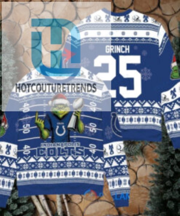 Indianapolis Colts X Grinch Christmas Dr. Seuss How The Grinch Stole Christmas With Super Bowl Trophy Custom Ugly Christmas Sweater hotcouturetrends 1