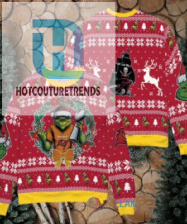 Tampa Bay Buccaneers X Grinch Nfl Dr. Seuss How The Grinch Stole Christmas With Super Bowl Trophy Ugly Christmas Sweater Red hotcouturetrends 1