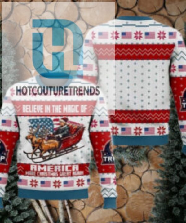 Trump Believe In The Magic Of America Maga Christmas Ugly Sweater hotcouturetrends 1