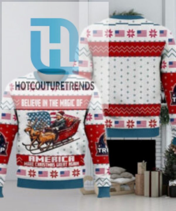 Trump Believe In The Magic Of America Maga Christmas Ugly Sweater hotcouturetrends 1 1