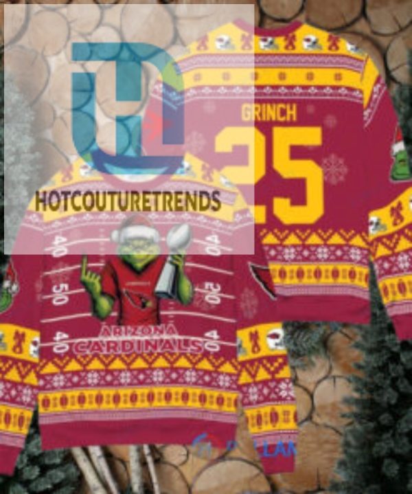 Arizona Cardinals X Grinch Christmas Dr. Seuss How The Grinch Stole Christmas With Super Bowl Trophy Custom Ugly Christmas Sweater hotcouturetrends 1