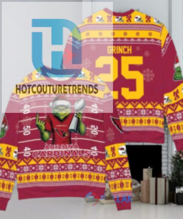 Arizona Cardinals X Grinch Christmas Dr. Seuss How The Grinch Stole Christmas With Super Bowl Trophy Custom Ugly Christmas Sweater hotcouturetrends 1 1