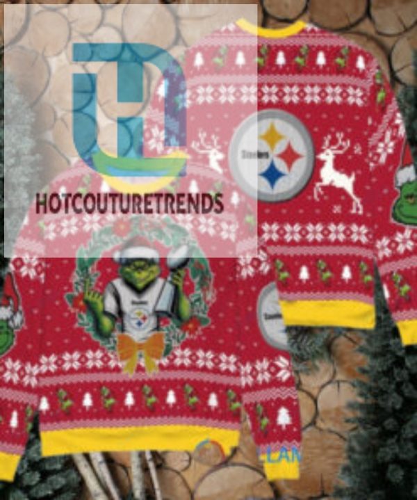 Pittsburgh Steelers X Grinch Nfl Dr. Seuss How The Grinch Stole Christmas With Super Bowl Trophy Ugly Christmas Sweater Red hotcouturetrends 1