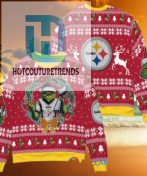 Pittsburgh Steelers X Grinch Nfl Dr. Seuss How The Grinch Stole Christmas With Super Bowl Trophy Ugly Christmas Sweater Red hotcouturetrends 1 2