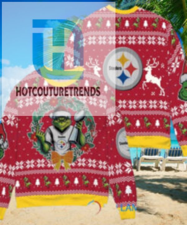 Pittsburgh Steelers X Grinch Nfl Dr. Seuss How The Grinch Stole Christmas With Super Bowl Trophy Ugly Christmas Sweater Red hotcouturetrends 1 3