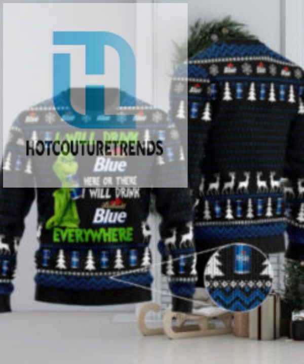 Labatt Blue Grinch Will Drink Everywhere Ugly Sweater hotcouturetrends 1